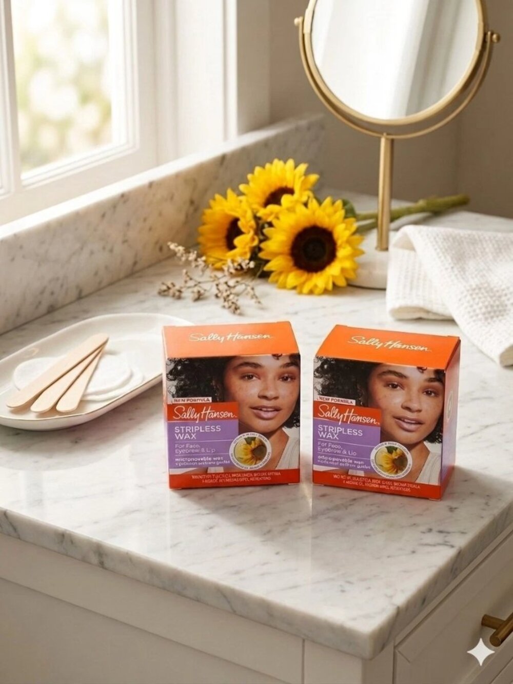 Sally Hansen Stripless Microwavable Wax for Face Eyebrow and Lip. Set Of 2 box